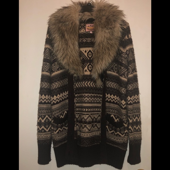 Juicy Couture Fur Trim Wool Cardigan - Picture 1 of 2